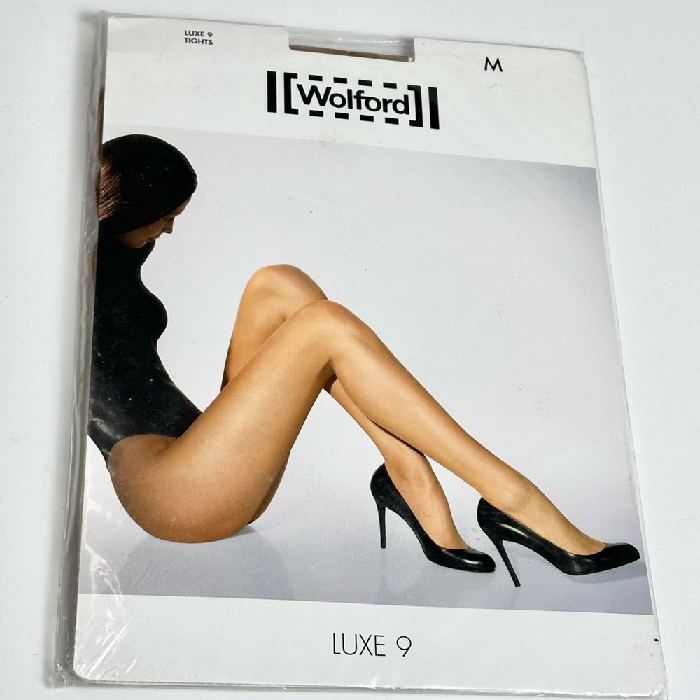 Wolford Luxe 9 Carmel Sheer Tights  M  NEW IN PACKAGE